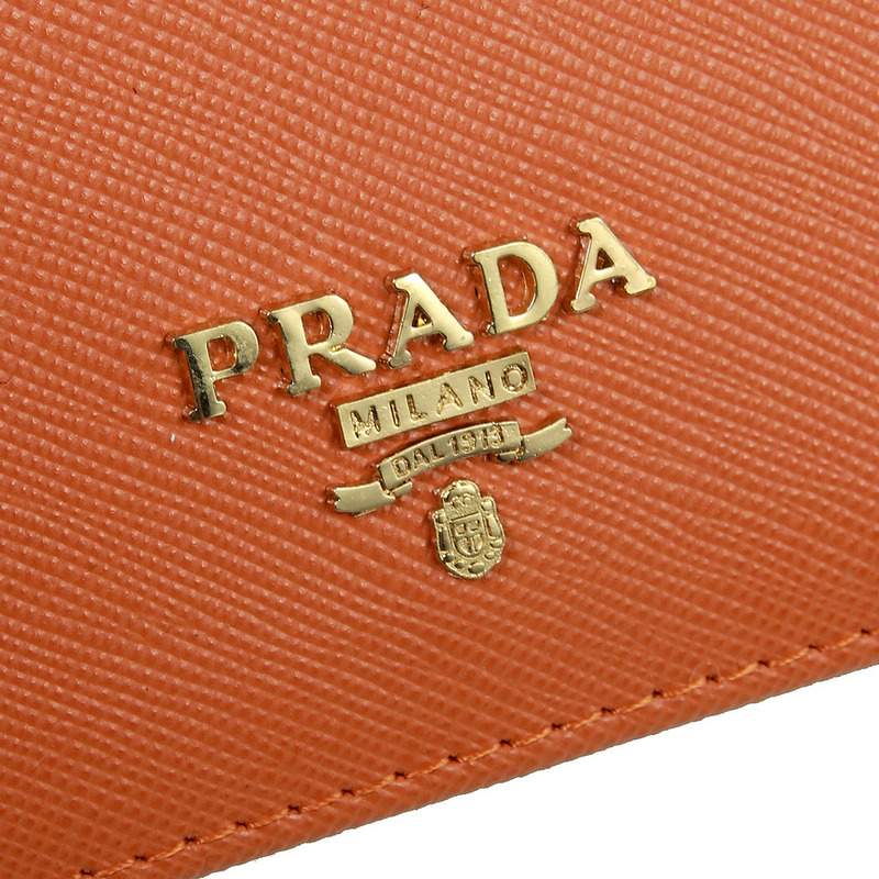 Knockoff Prada Real Leather Wallet 1137 orange - Click Image to Close